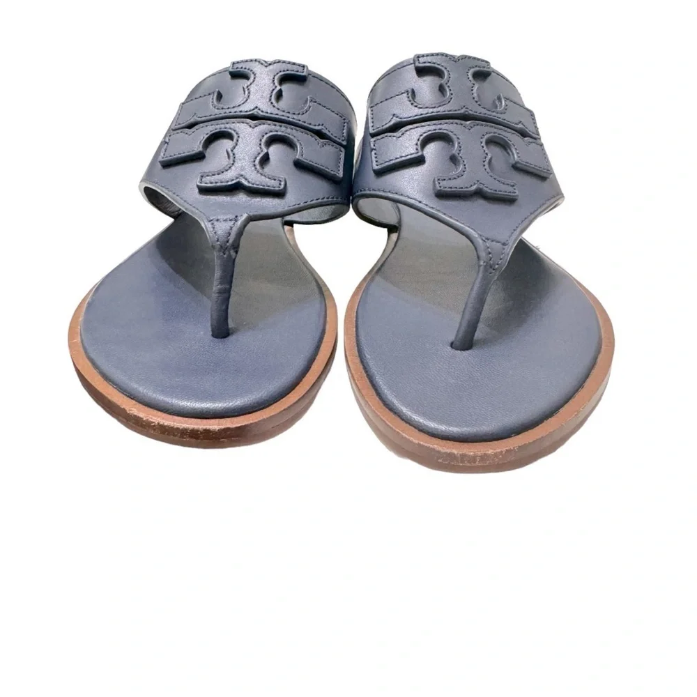 Tory Burch | Weston Full Logo Thong Calf Leather Navy Sz 5.5